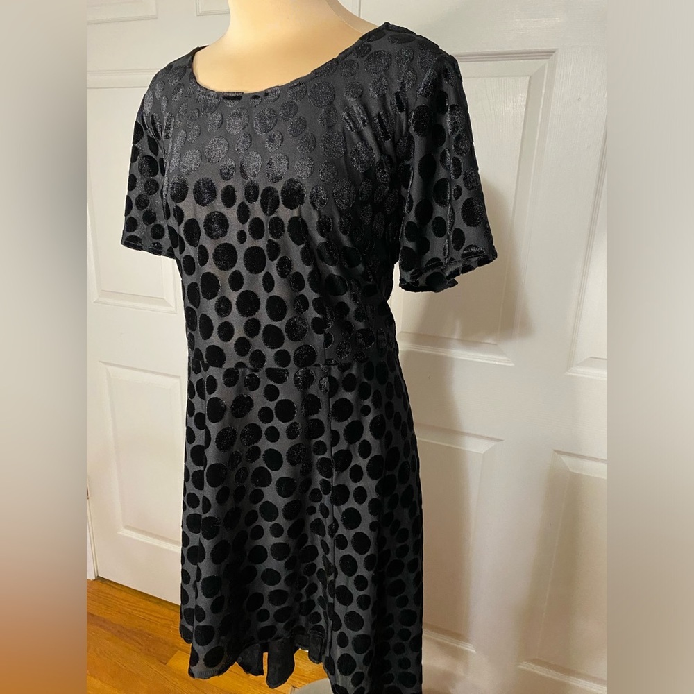 Midnight Velvet Polka Dot High-Low Dress | XL | Black | Chic Like New - Picture 2 of 7
